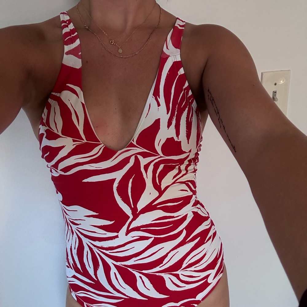 Red one piece swimsuit